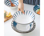 Japanese Noodle Soup Bowl Deep Premium Ceramic - Stripe Design