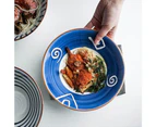 Japanese Noodle Soup Bowl Deep Premium Ceramic - Stripe Design