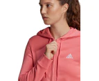 Adidas Women's Essentials Logo Full-Zip Hoodie - Hazy Rose/White
