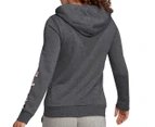Adidas Women's Essentials Logo Full-Zip Hoodie - Dark Grey Heather/Pink
