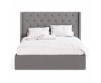 Storage Gas Lift Bed Frame with Tall Winged Bed Head in King, Queen and Double Size (Charcoal Fabric)