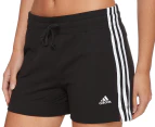 Adidas Women's Essentials Slim 3-Stripe Shorts - Black/White