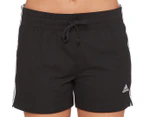 Adidas Women's Essentials Slim 3-Stripe Shorts - Black/White