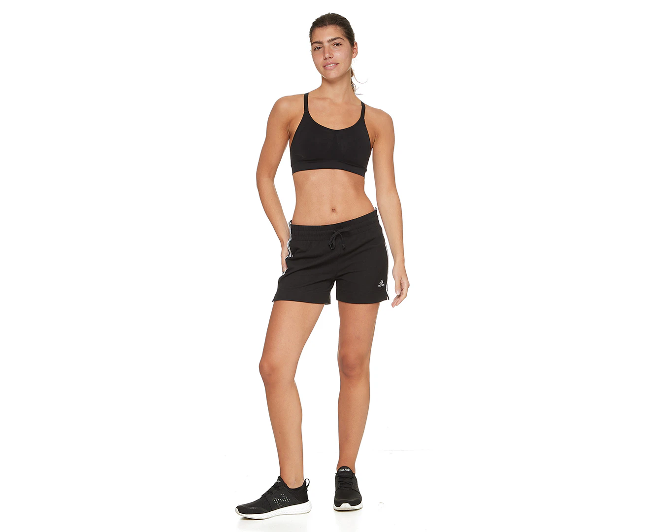 Adidas Women's Essentials Slim 3-Stripe Shorts - Black/White