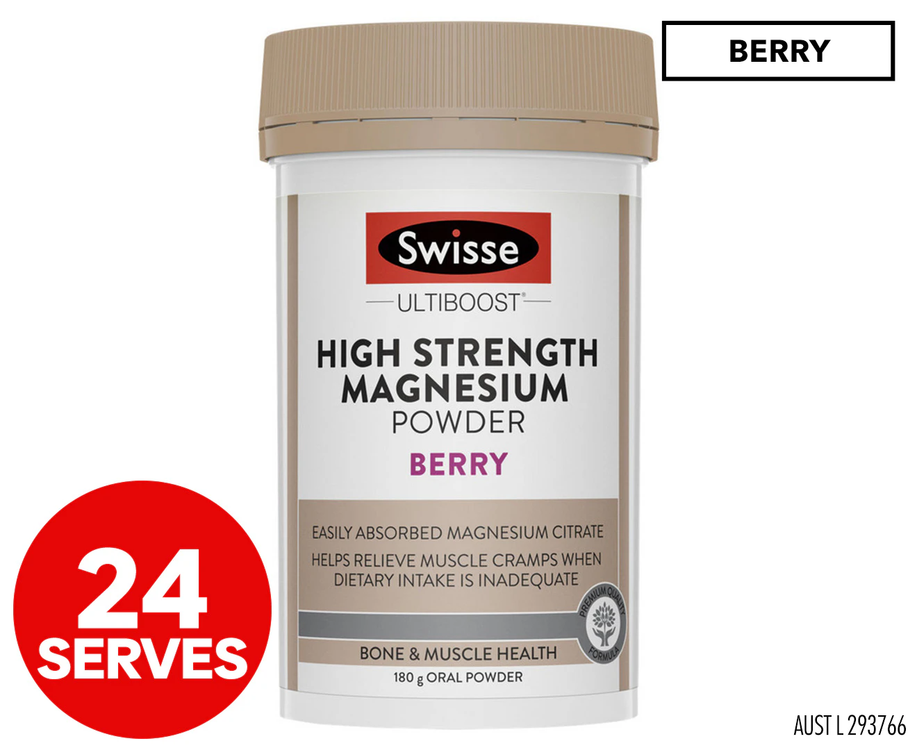 Swisse Ultiboost High Strength Magnesium Powder Berry 180g / 24 Serves