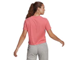 Adidas Women's Essentials Loose 3-Stripes Cropped Tee / T-Shirt / Tshirt - Hazy Rose/White