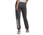 Adidas Women's Essentials French Terry Logo Trackpants / Tracksuit Pants - Dark Grey Heather/Clear Pink
