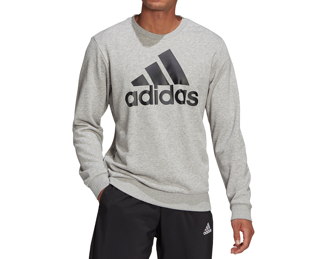 Adidas Men's Essentials Big Logo Sweatshirt - Medium Grey Heather/Black |  Catch.com.au