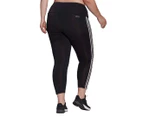 Adidas Women's Designed To Move High-Rise 3-Stripes 7/8 Plus Size Sport Tights / Leggings - Black/White