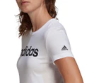Adidas Women's Loungewear Essentials Slim Logo Tee / T-Shirt / Tshirt - White/Black