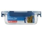 Décor 630mL Deluxe Clips Glass Oblong Container - Clear/Blue 2