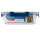 Décor 1L Deluxe Clips Glass Oblong Container - Clear/Blue