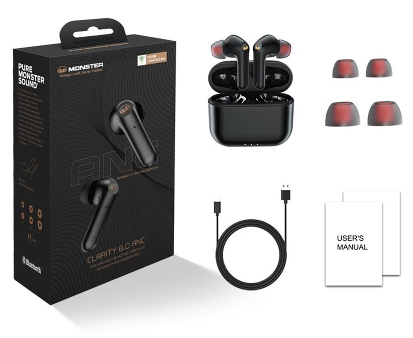 Monster Clarity 6.0 ANC Wireless Earphones Black Catch