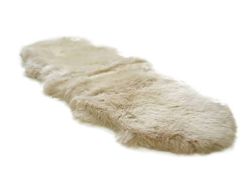 Yellow Earth Australia - Linen (Beige) Double Length (180 x 65cm) Long Wool Sheepskin Rug - Australian Merino Sheepskin