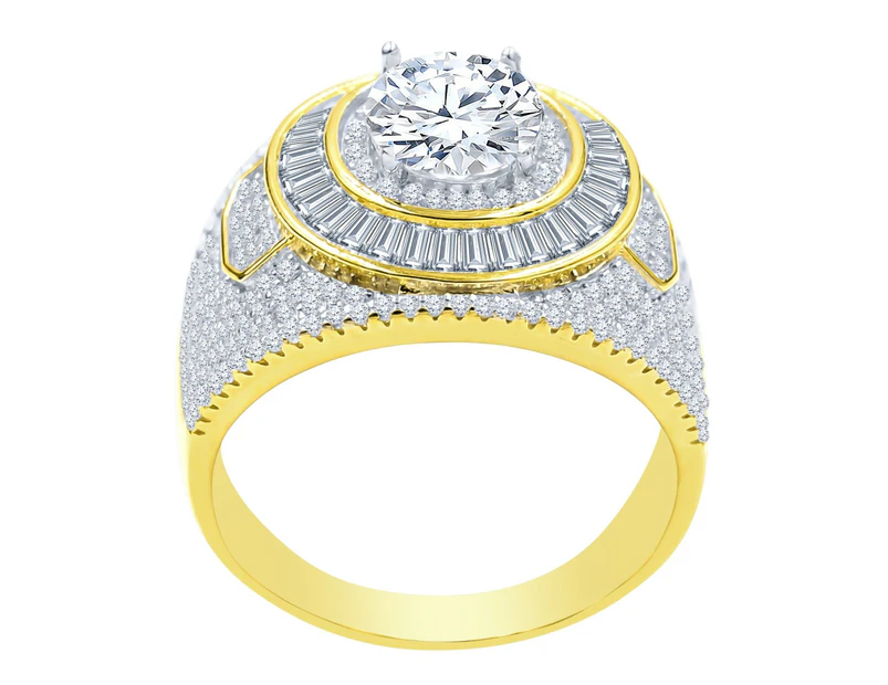 Sterling 925er Silber Micro Pave Ring - CONVEX - Gold
