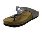 Alabama Women Casual Buckle Thong Strap Sandals Flip Flop Platform Footbed Trends Shoes (8 US, Platinum)