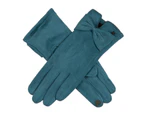 Women's Soft Feel Touchscreen Gloves with Bow Trim - Petrol