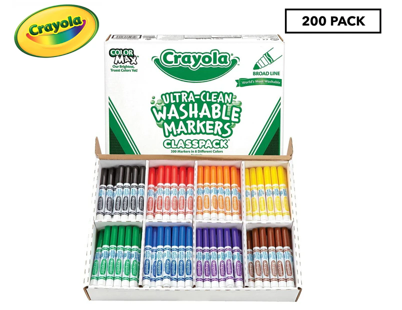 Crayola 200-Piece Ultra-Clean Washable Broad Line Markers Class Pack - Assorted