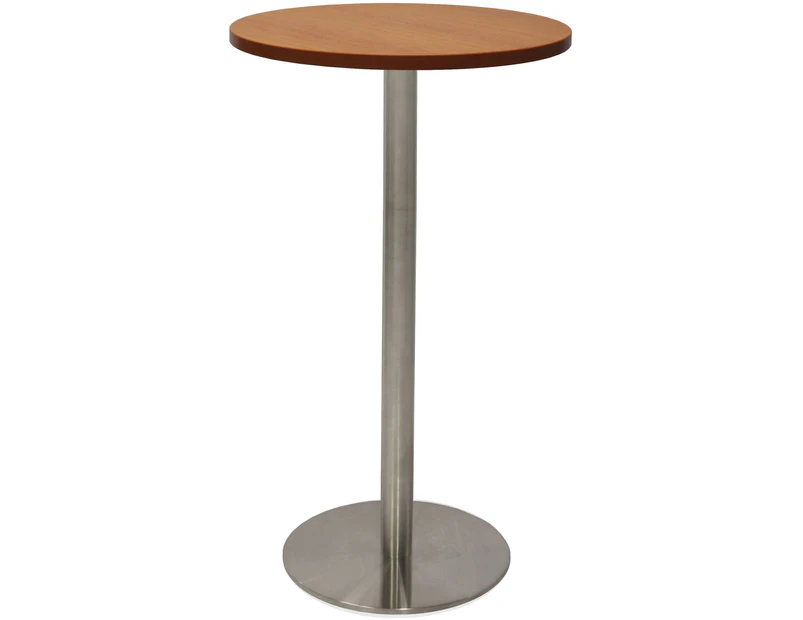 Rapidline Circular Dry Bar Table 600Mm Cherry Top With Stainless Steel Base