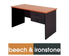 LOGAN STUDENT DESK WITH 2 DRAWERS 1200mm W x 600mm D x 730mm H Beech & Ironstone