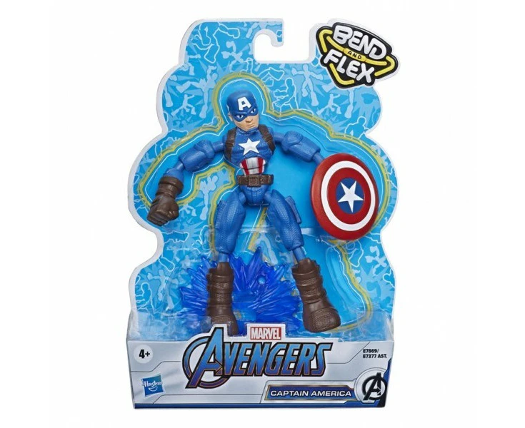 Bend And Flex Marvel Avengers Captain America Action Figure - Blue/Multi