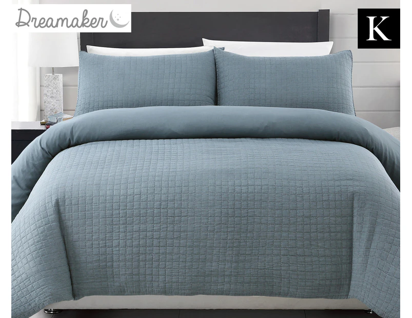 Dreamaker Premium Quilted Sandwashed King Bed Quilt Cover Set - Morgan