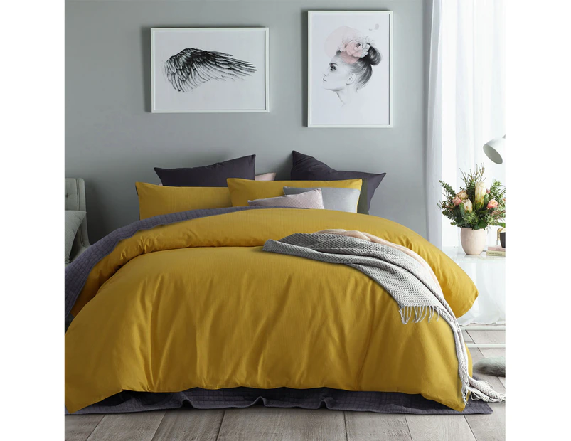 Accessorize Ochre Waffle Cotton Waffle Quilt Cover Sets