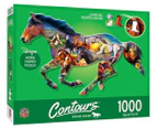 MasterPieces Contours 1000-Piece Horsing Around Shaped Jigsaw Puzzle