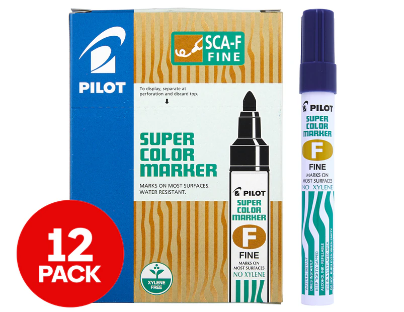 Pilot Super Colour Bullet Tip Markers 12-Pack - Blue