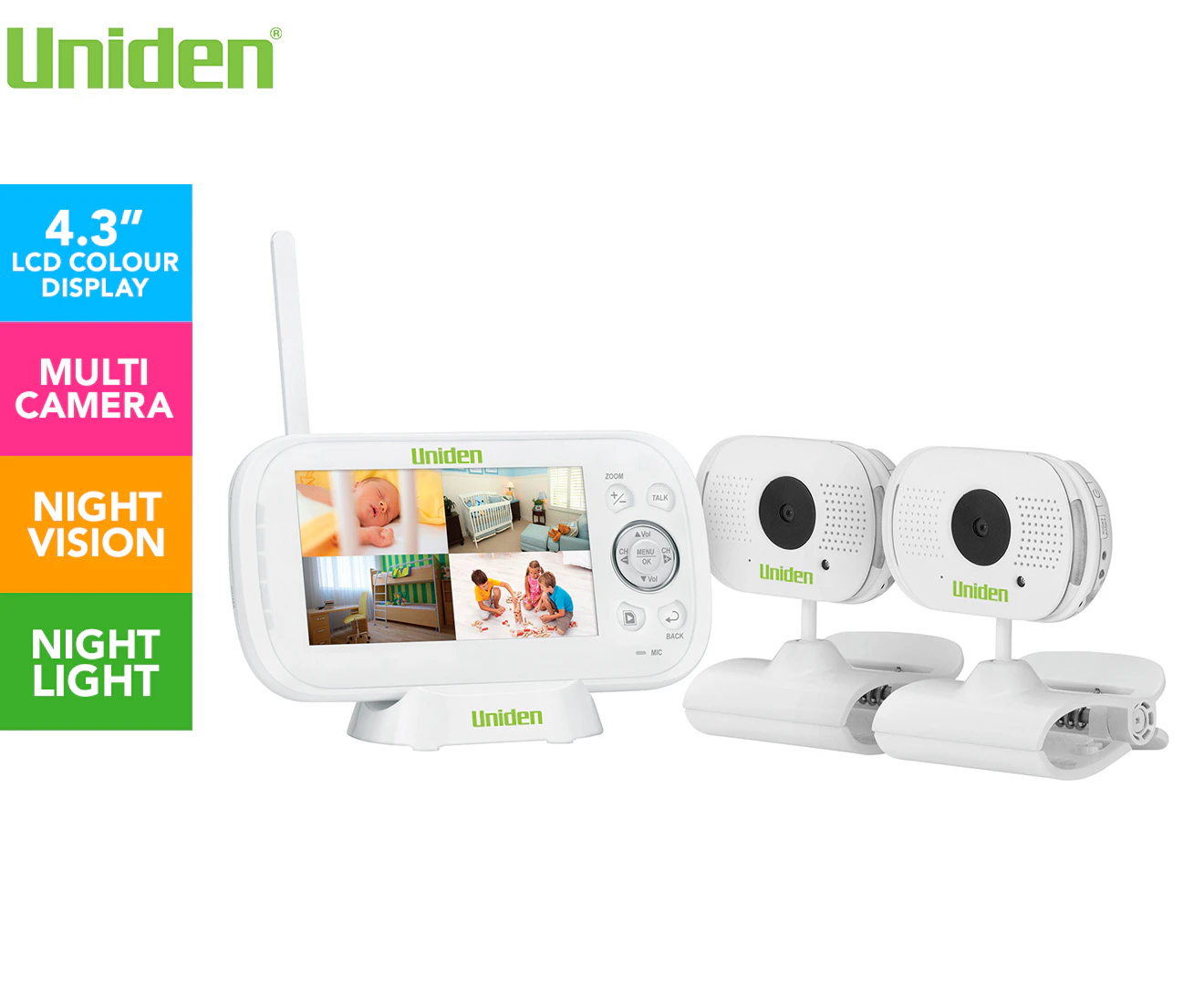 Uniden - BW 3102  4.3” Digital Wireless Baby Video Monitor  - with 2 Cameras