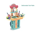 3IN1 Blue Kitchen Set Early Age Educational Pretend Play Kids Toys Suitcase Gift