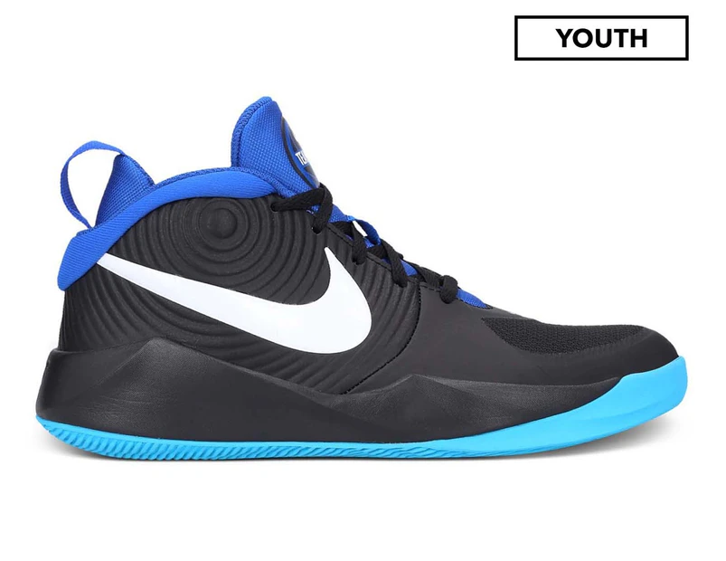 Nike Youth Boys' Team Hustle D9 Basketball Shoes - Black/Royal Blue/White