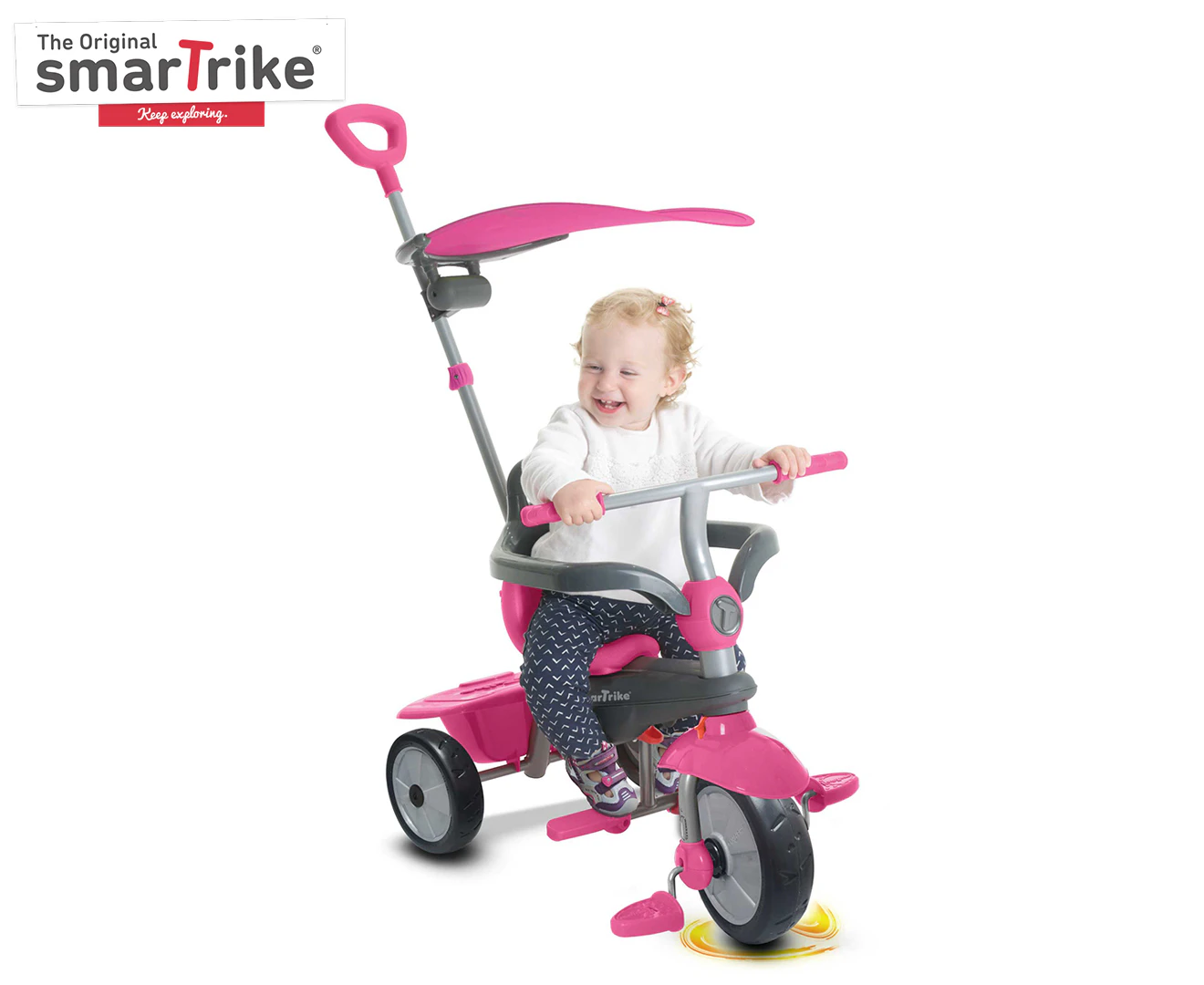 SmarTrike Carnival 3 in 1 Push Trike Kids/Toddler Pram/Strolller 18m+ Pink/Grey