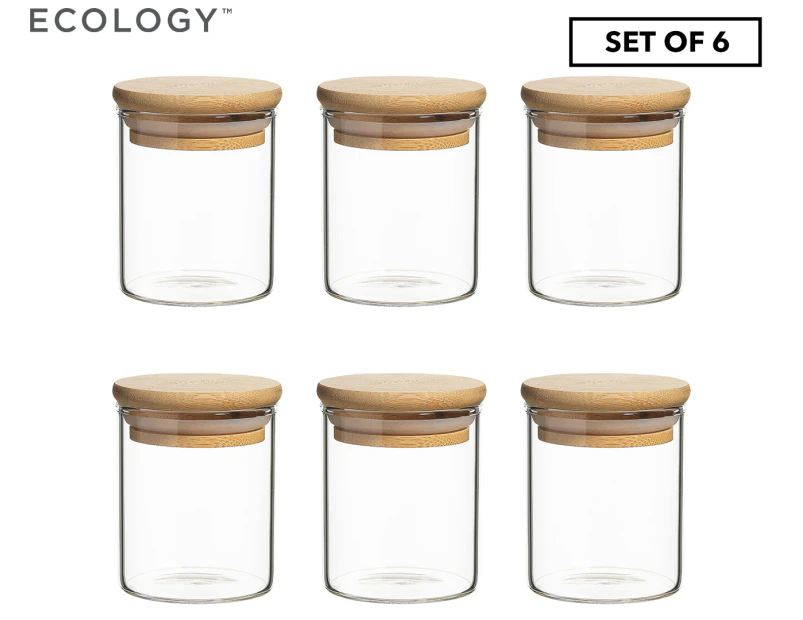Set of 6 Ecology 7.5cm Pantry Spice Jars w/ Bamboo Lid