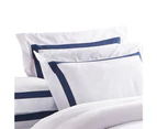 Ava Collection White Standard Pillowcase Set - Navy Trim