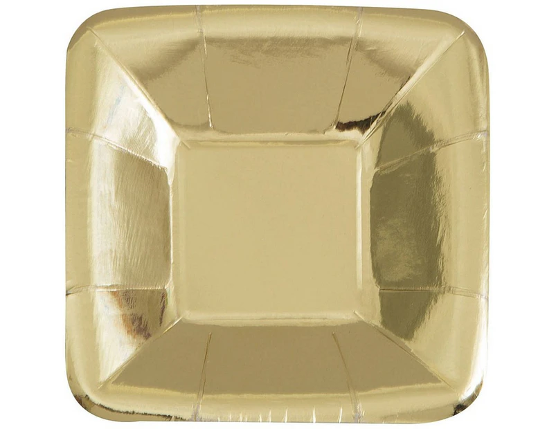 Unique Party Foil Disposable Plates (Pack of 8) (Gold) - SG19027