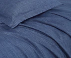 CleverPolly Linen Look Quilt Cover Set - Blue