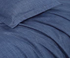 CleverPolly Linen Look Super King Bed Quilt Cover Set - Blue