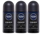 3 x Nivea Men Deep Roll-On Deodorant 50mL 1