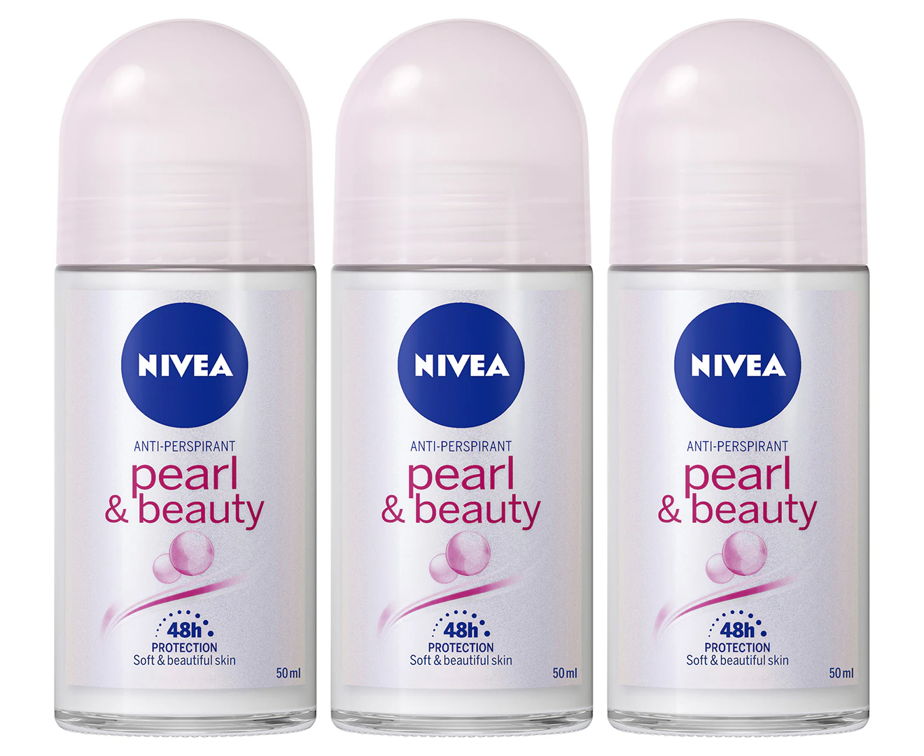 3 x Nivea Pearl & Beauty Roll-On Deodorant 50mL