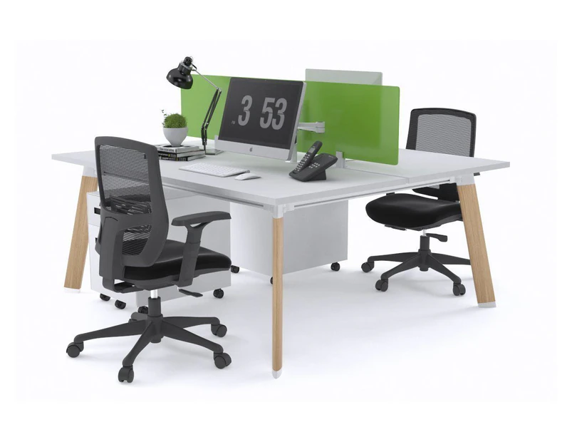 Switch - 2 Person Workstation Wood Imprint Frame [1200L x 800W] - white, green perspex (400H x 800W)