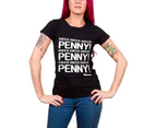 The Big Bang Theory T Shirt Penny Knock Knock  Official Womens Skinny Fit - Black