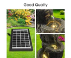 Solar Panel Powered Water Fountain Garden Features Outdoor Bird Bath 4 Tiers With Led Light
