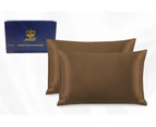 Two Pieces 100% Pure Two-Side Mulberry Silk Pillowcase Chocolate