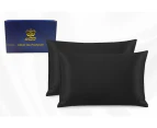 Two Pieces 100% Pure Two-Side Mulberry Silk Pillowcase Black