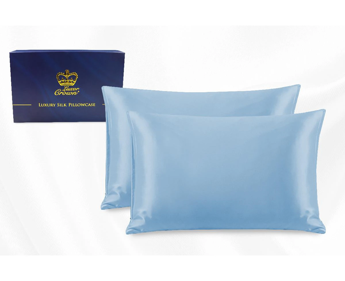 Two Pieces 100% Pure Two-Side Mulberry Silk Pillowcase Sky