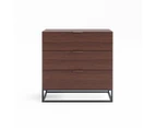 Walnut Three Drawer Wooden Bedroom Chest of Drawers