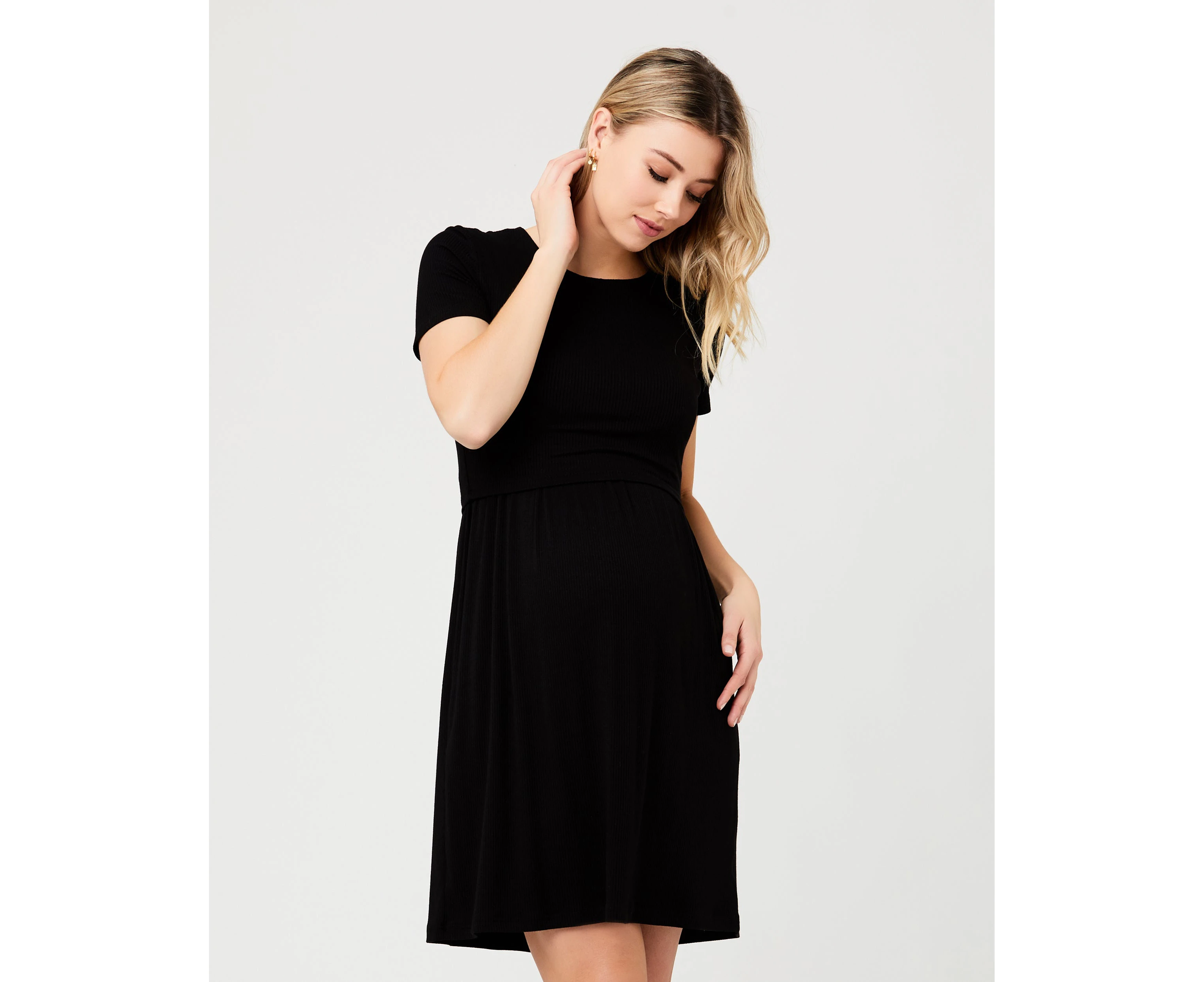 Rib Crop Top Nursing Dress Black Womens Maternity Wear by Ripe Maternity