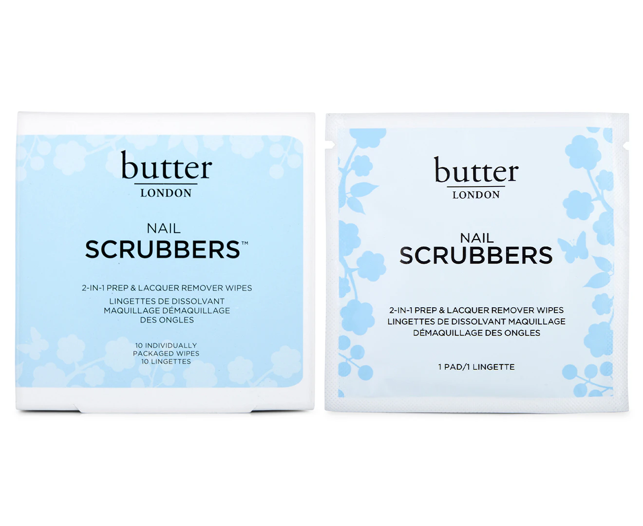 Butter London Nail Scrubbers 2-in-1 Prep & Lacquer Remover 10-Pack Wipes