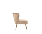 Champagne Polyester Slipper Accent Chair Lounge Chair Polyester Fabric Metal Leg